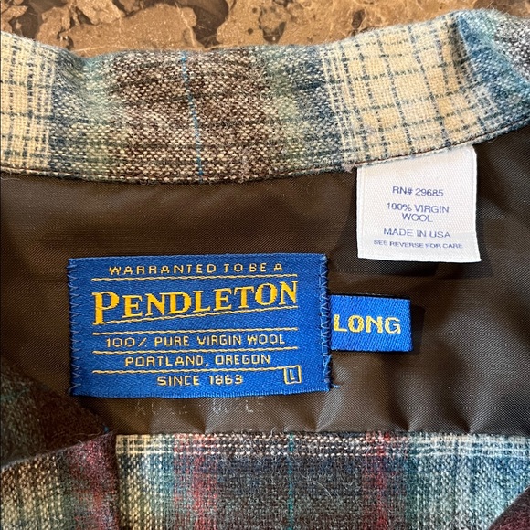Pendleton Men’s Plaid Board Shirt L Tall~100% Pure Virgin Wool~Chest Pockets~USA - Picture 12 of 13
